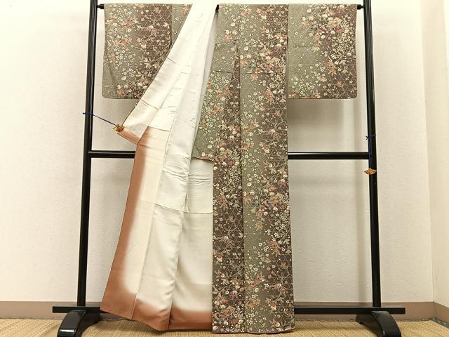 平和屋着物■上質な小紋 地紙秋草文 暈し染め 金彩 正絹 逸品 BAAY6375hj