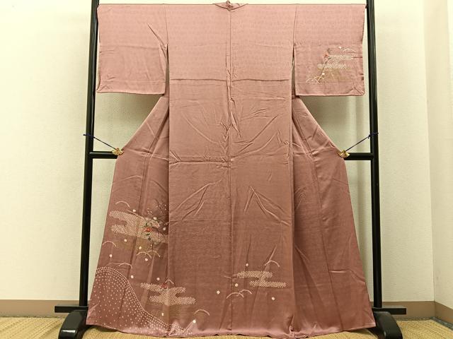 平和屋着物■訪問着 絞り 刺繍 椿 金銀彩 正絹 逸品 BAAY6378hj