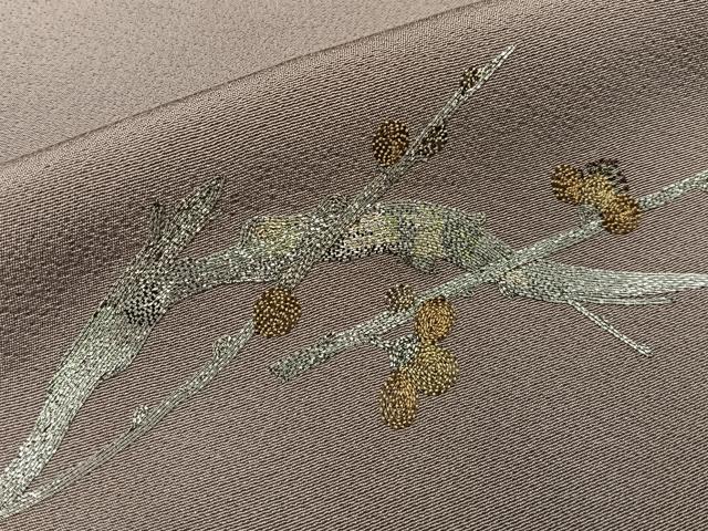 平和屋着物■色留訪問着 作家物 駒刺繍 総刺繍 枝梅文 金銀糸 正絹 逸品 未使用 BAAY6383hj