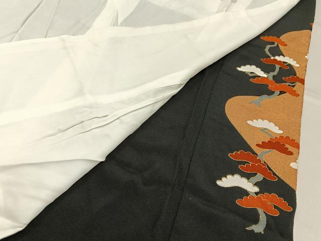 平和屋着物■豪華黒留袖 刺繍 浜松飛鶴文 金彩 正絹 逸品 BAAY6386hj