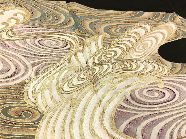 平和屋着物■豪華黒留袖 駒刺繍 流水文 金彩 正絹 逸品 BAAY6392hj