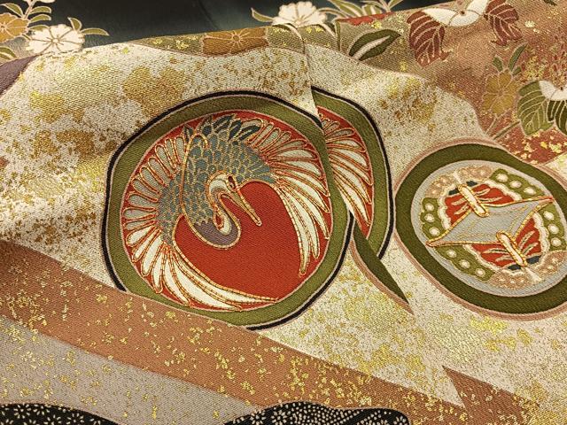 平和屋着物■豪華黒留袖 作家物 駒刺繍 鳳凰風景花文 暈し染め 金彩 仮絵羽 正絹 逸品 未使用 BAAY6394hj