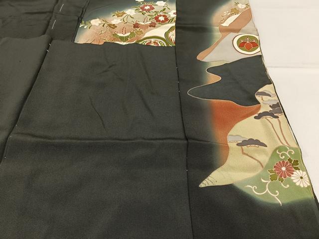 平和屋着物■豪華黒留袖 作家物 駒刺繍 鳳凰風景花文 暈し染め 金彩 仮絵羽 正絹 逸品 未使用 BAAY6394hj
