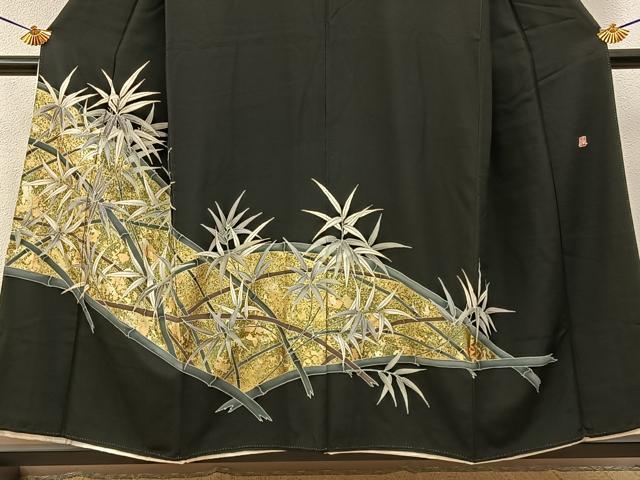 平和屋着物■豪華黒留袖 作家物 刺繍 笹竹文 金彩 正絹 逸品 BAAY6395hj