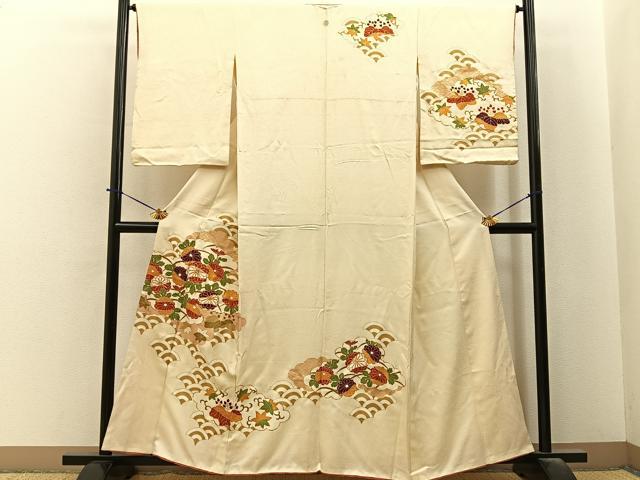 平和屋着物■訪問着 駒刺繍 雲取菊桐文 金彩 正絹 逸品 BAAY6400hj