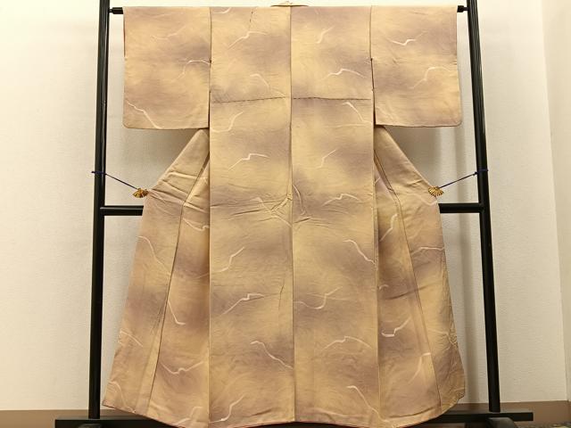平和屋着物●上質な小紋 地紋起こし 抽象文様 暈し染め 正絹 逸品 BAAY6405hj