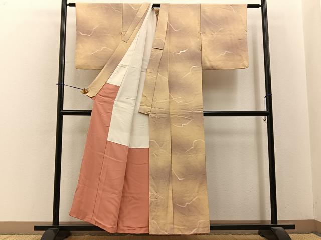 平和屋着物●上質な小紋 地紋起こし 抽象文様 暈し染め 正絹 逸品 BAAY6405hj