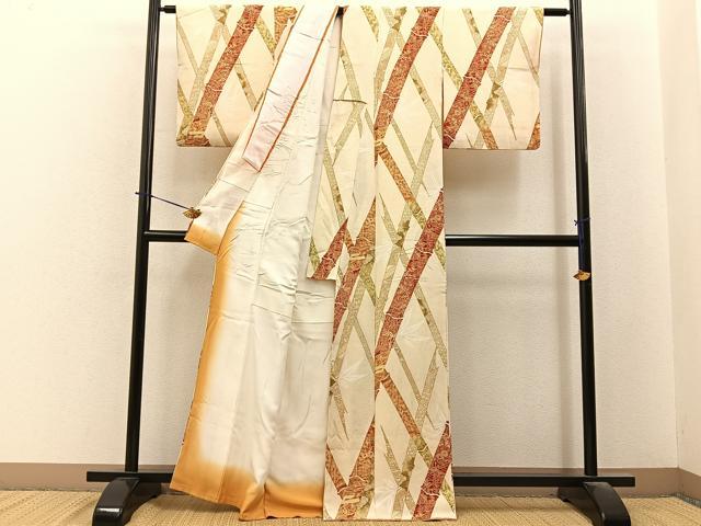 平和屋着物■上質な小紋 笹竹吉祥花文 正絹 逸品 BAAY6414hj