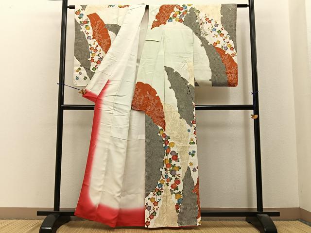 平和屋着物■訪問着 雪輪草花文 暈し染め 金彩 正絹 逸品 BAAY6422hj
