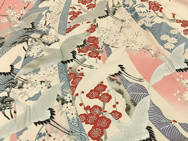 平和屋着物■豪華振袖 飛鶴束ね熨斗花文 暈し染め 銀彩 正絹 逸品 BAAY6423hj