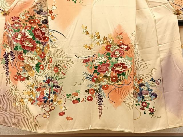 平和屋着物■豪華振袖 駒刺繍 流水花文 金彩 正絹 逸品 BAAY6424hj