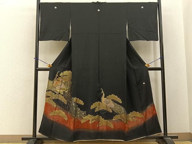 平和屋着物■豪華黒留袖 作家物 孔雀 暈し染め 金彩 正絹 逸品 BAAY6437hj