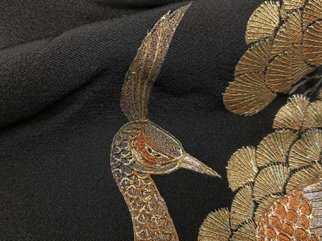 平和屋着物■豪華黒留袖 作家物 孔雀 暈し染め 金彩 正絹 逸品 BAAY6437hj