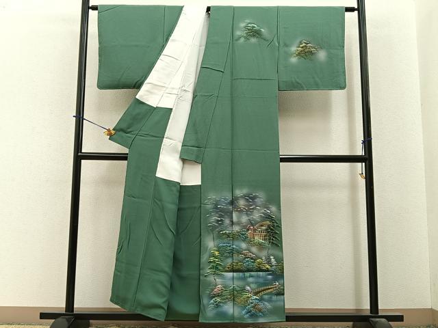 平和屋着物■訪問着 手描き 京名所風景文 金彩 正絹 逸品 未使用 BAAY6440hj