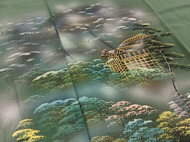 平和屋着物■訪問着 手描き 京名所風景文 金彩 正絹 逸品 未使用 BAAY6440hj
