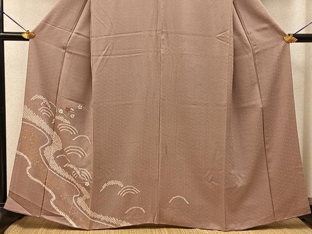 平和屋着物■訪問着 絞り 刺繍 流線梅楓文 金彩 正絹 逸品 BAAY6450hj