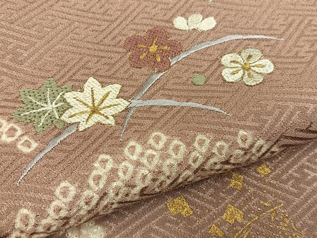 平和屋着物■訪問着 絞り 刺繍 流線梅楓文 金彩 正絹 逸品 BAAY6450hj
