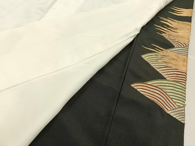平和屋着物■豪華黒留袖 駒刺繍 鳳凰浜松花文 金銀彩 正絹 逸品 BAAY6452hj