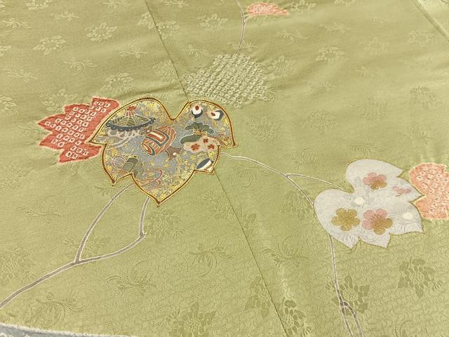 平和屋着物■訪問着 絞り 駒刺繍 宝尽くし 蔦の葉文 金彩 正絹 逸品 BAAY6453hj