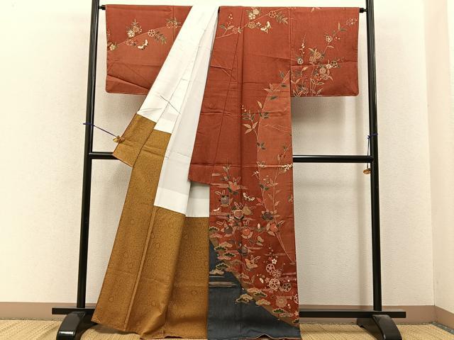 平和屋着物■訪問着 花蝶文 金彩 正絹 逸品 未使用 BAAY6461hj