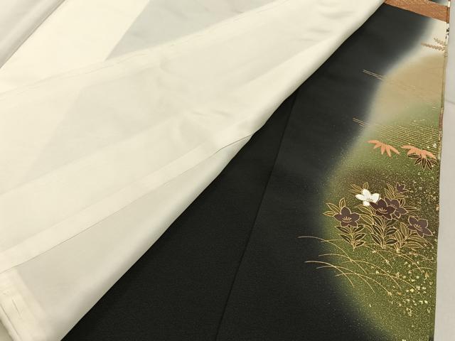 平和屋着物■豪華黒留袖 作家物 地紙花鳥文 暈し染め 金銀彩 正絹 逸品 BAAY6463hj