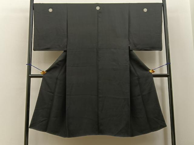 平和屋着物●男性 黒紋付 正絹 逸品 BAAY6466hj