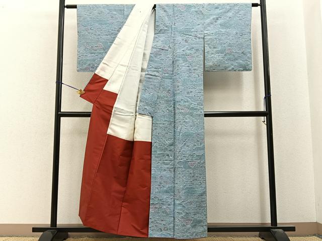 平和屋着物■上質な紬 遠山風景文 正絹 逸品 BAAY6471hj