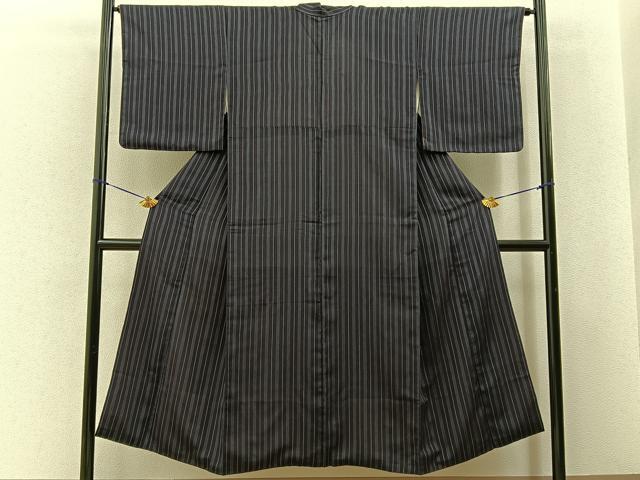 平和屋着物■上質なお召 縞 正絹 逸品 BAAY6476hj