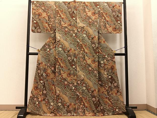 平和屋着物■上質な小紋 宝尽くし花文 金彩 正絹 逸品 BAAY6488hj
