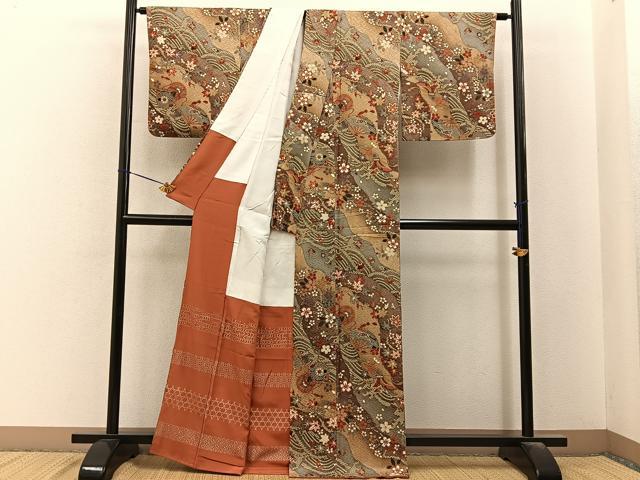 平和屋着物■上質な小紋 宝尽くし花文 金彩 正絹 逸品 BAAY6488hj