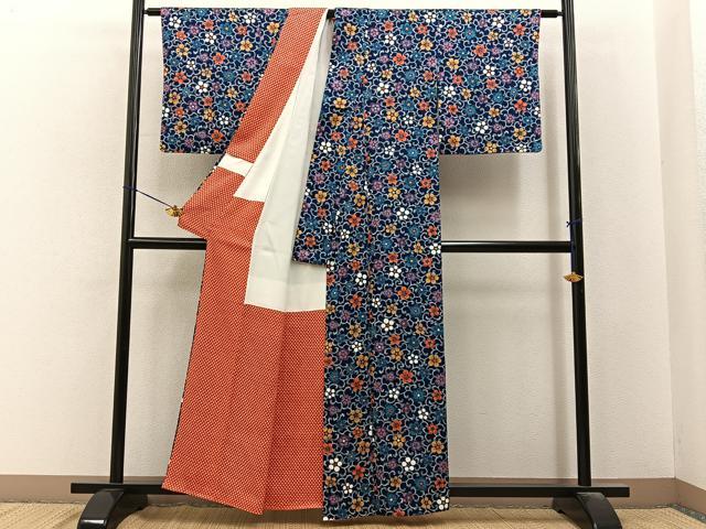 平和屋着物■上質な小紋 梅唐草文 正絹 逸品 BAAY6494hj