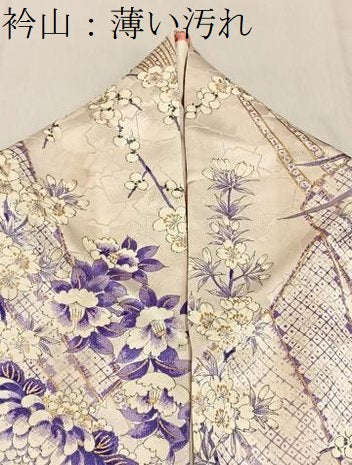 平和屋着物■上質な小紋 鹿の子草花文 金彩 正絹 逸品 BAAY6498hj