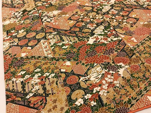 平和屋着物■上質な小紋 菱天井花鳥文 正絹 逸品 BAAY6502hj