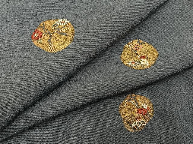 平和屋着物■訪問着 絞り 刺繍 竹屋町刺繍 花丸文 正絹 逸品 未使用 BAAY6506hj