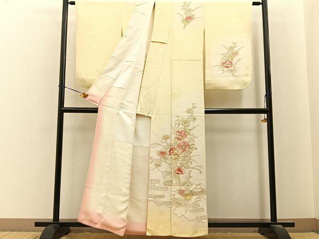 平和屋着物■訪問着 駒刺繍 エ霞花文 暈し染め 金彩 正絹 逸品 BAAY6513hj