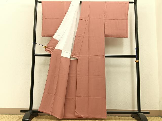 平和屋着物■上質な色無地 肉桂色 正絹 逸品 BAAY6519hj