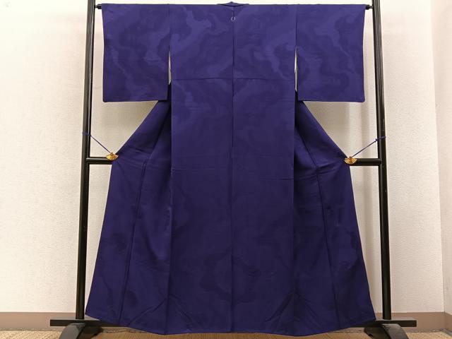 平和屋着物■上質な色無地 道長風景地紋 深紫色 正絹 逸品 BAAY6520hj