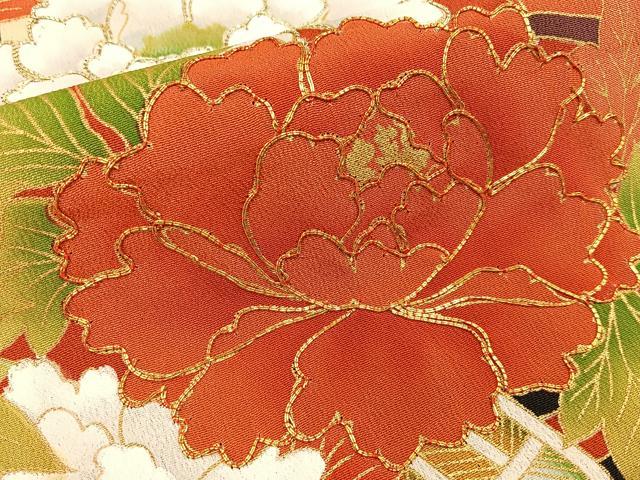 平和屋着物■豪華黒留袖 駒刺繍 花車文 金彩 正絹 逸品 BAAY6524hj