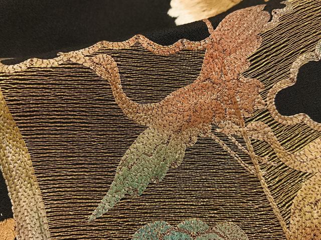平和屋着物■豪華黒留袖 総刺繍 飛鶴屏風松文 金糸 正絹 逸品 BAAY6525hj