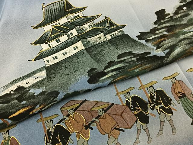平和屋着物■男性 長襦袢 無双仕立て 大名行列 金彩 正絹 逸品 BAAY6529hj
