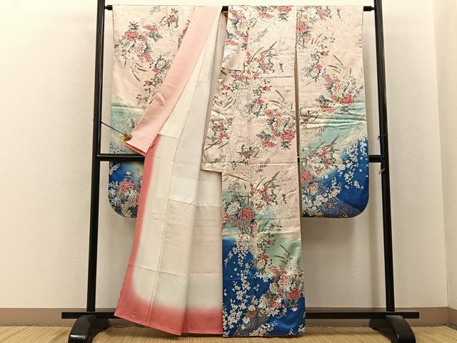 平和屋着物■豪華振袖 草花文 暈し染め 金彩 ますいわ屋扱い 正絹 逸品 BAAY6534hj