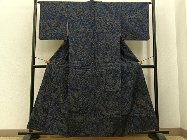 平和屋着物■上質な紬 草葉文 正絹 逸品 BAAY6537hj
