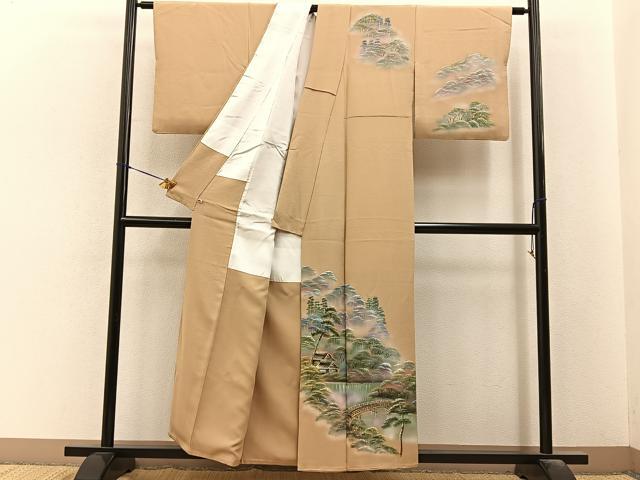 平和屋着物■訪問着 手描き 風景文 銀彩 さが美扱い 正絹 逸品 BAAY6540hj