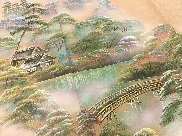 平和屋着物■訪問着 手描き 風景文 銀彩 さが美扱い 正絹 逸品 BAAY6540hj