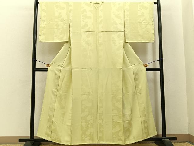 平和屋着物■上質な色無地 菊地紋 女郎花色 正絹 逸品 BAAY6541hj