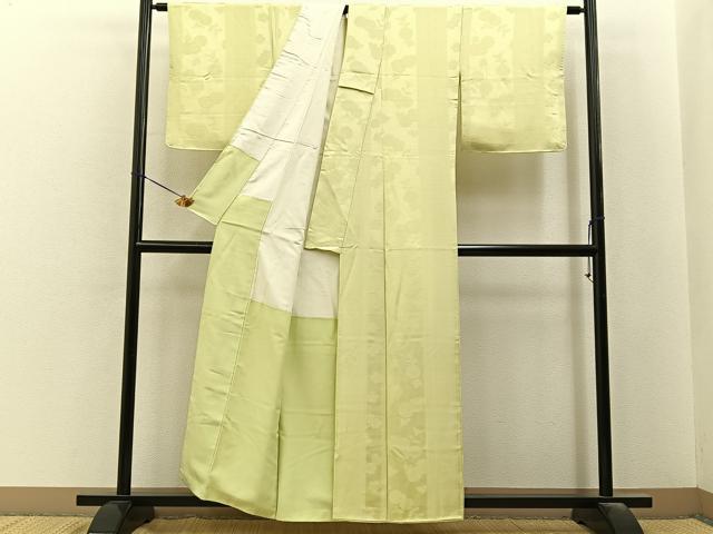 平和屋着物■上質な色無地 菊地紋 女郎花色 正絹 逸品 BAAY6541hj