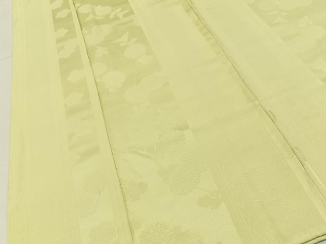 平和屋着物■上質な色無地 菊地紋 女郎花色 正絹 逸品 BAAY6541hj