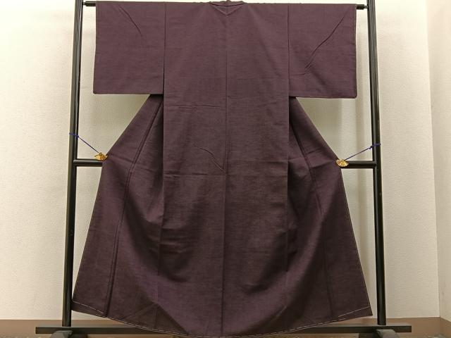 平和屋着物■上質な紬 色無地 似せ紫色 正絹 逸品 未使用 BAAY6544hj