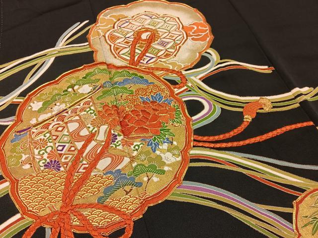 平和屋着物■豪華黒留袖 駒刺繍 鏡裏几帳花文 金彩 正絹 逸品 BAAY6547hj