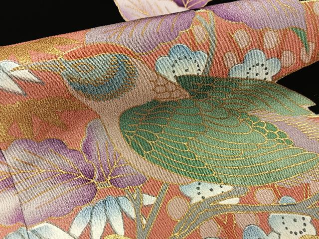 平和屋着物■豪華黒留袖 花鳥文 金彩 正絹 逸品 BAAY6548hj